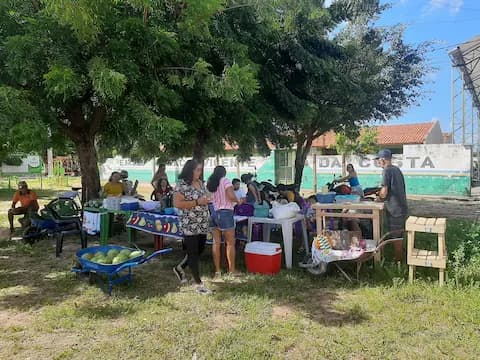 pessoas comprando na feirinha de frexeiras